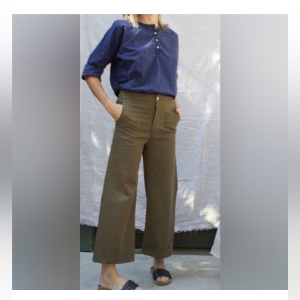 Pietsie || Ischia Wide Leg Crop Pant Army Green Medium